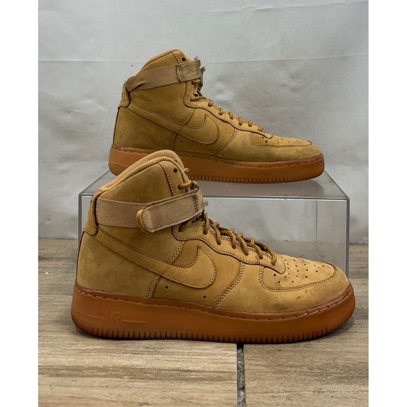 Nike Other - Nike Air Force 1 High Top Shoes Kids 6.5Y Wheat Gum Sole Casual Sneakers
